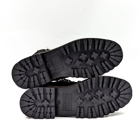 Marc Fisher Women Lizzie Black Croc Festival Combat Black Leather Boots sz 7.5 - Picture 6 of 12